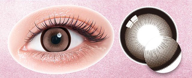 ココアヴェールのレンズ写真と装用写真|一条響イメージモデルのマンスリーカラコン 1month カラーズワンマンス【colors 1month】