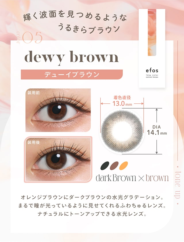デューイブラウン,DIA14.1mm,BC8.6mm,着色直径13.0mm,うるきらブラウン,水光,ちゅるん