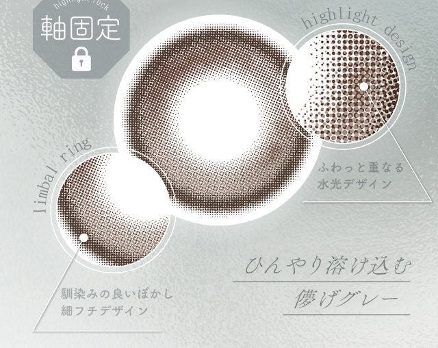 軸固定 馴染みの良いぼかし細フチデザイン ふわっと重なる水光デザイン ひんやり溶け込む儚げグレー 度あり・度なし 10枚 エフォス ラルグレー DIA:14.5mm ワンデー カラコン カラーコンタクトレンズ