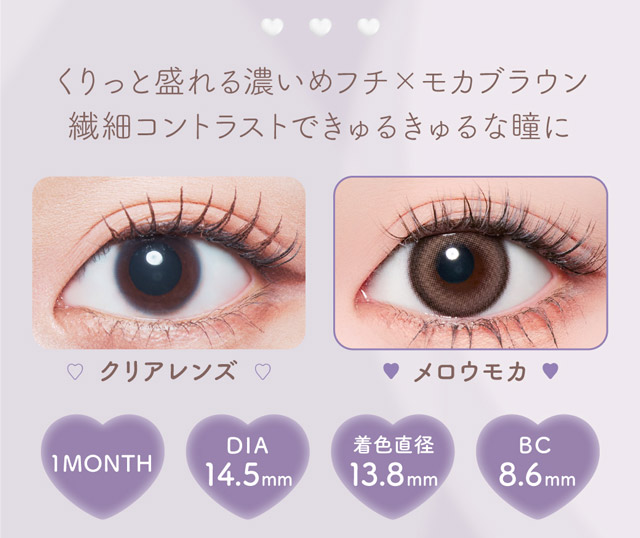 メロウモカ 装用画像 スペック