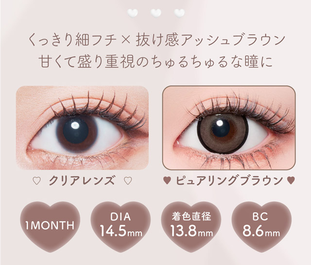 ピュアリングブラウン 装用画像 スペック