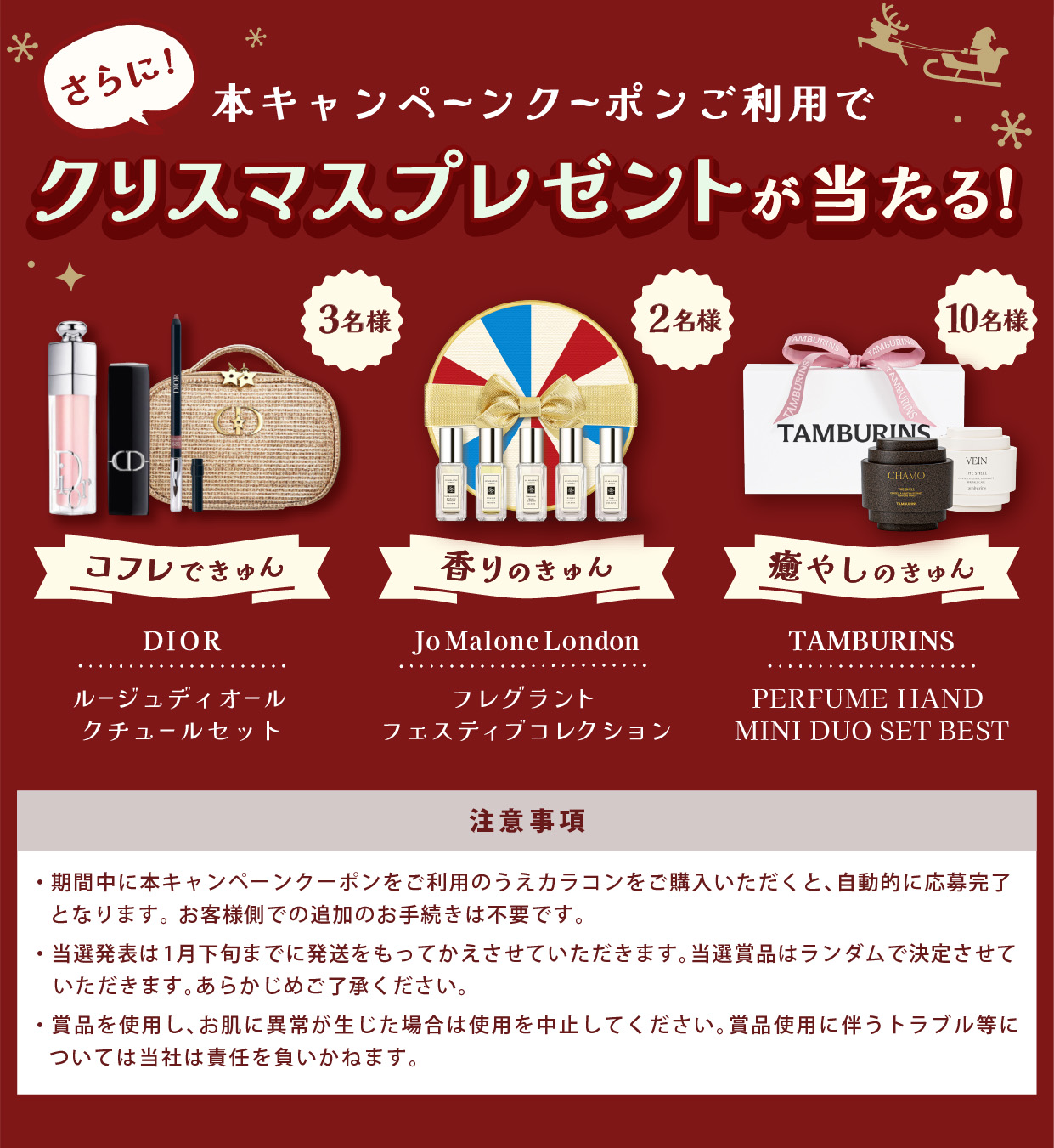 本キャンペーンクーポンご利用でクリスマスプレゼントが当たる