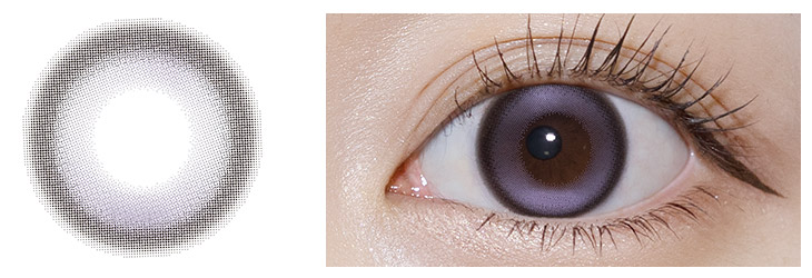 エンジェルカラーバンビワンデー スノーパープル レンズ/装用画像