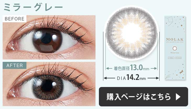 モラク ワンデー カラコン ミラーグレーの装用画像