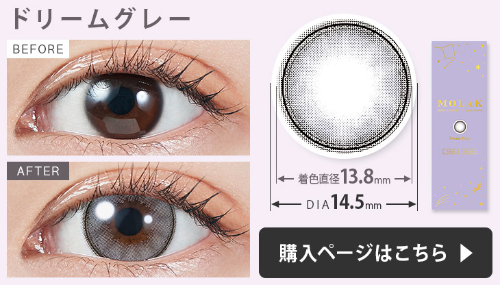 モラク ワンデー カラコンドリームグレーの装用画像