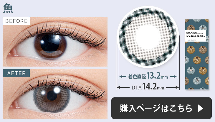 エヌズコレクションカラコン魚の装用画像