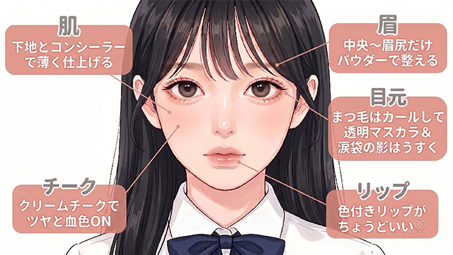 スクールメイクのポイント