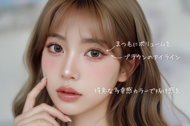 カラコンとメイクのトーンを合わせることでくっきりカラコンも得意に♡