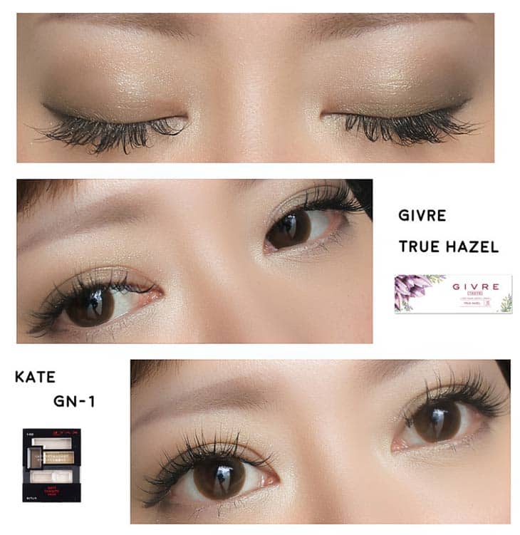 ジーヴル トキョー ワンデー トゥルーヘーゼル 度あり|装用画像